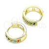 Argolla Huggie 02.210.0635.5.15 Oro Laminado, con Multicolor Zirconia Cubica, Pulido, Tono Dorado