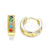Argolla Huggie 02.210.0635.5.15 Oro Laminado, con Multicolor Zirconia Cubica, Pulido, Tono Dorado