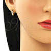 Argolla Huggie 02.210.0636.10 Oro Laminado, con Blanca Micro Pave, Pulido, Tono Dorado