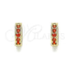 Argolla Huggie 02.210.0636.1.10 Oro Laminado, con Granate Micro Pave, Pulido, Tono Dorado
