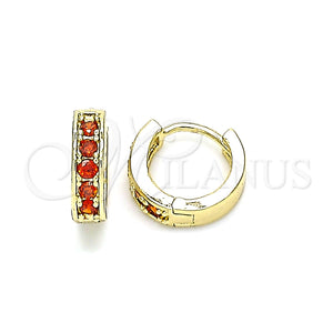 Argolla Huggie 02.210.0636.1.10 Oro Laminado, con Granate Micro Pave, Pulido, Tono Dorado