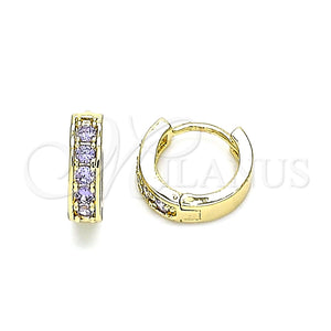 Argolla Huggie 02.210.0636.2.10 Oro Laminado, con Amatista Micro Pave, Pulido, Tono Dorado
