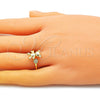 Anillo Multi Piedra 01.341.0063 Oro Laminado, Diseño de Osito, con Blanca Micro Pave, Pulido, Tono Dorado (One size fits all)