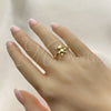 Anillo Multi Piedra 01.341.0063 Oro Laminado, Diseño de Osito, con Blanca Micro Pave, Pulido, Tono Dorado (One size fits all)