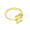 Anillo Multi Piedra 01.341.0063 Oro Laminado, Diseño de Osito, con Blanca Micro Pave, Pulido, Tono Dorado (One size fits all)