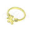 Anillo Multi Piedra 01.341.0063 Oro Laminado, Diseño de Osito, con Blanca Micro Pave, Pulido, Tono Dorado (One size fits all)