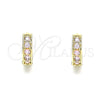 Argolla Huggie 02.210.0636.3.10 Oro Laminado, con Rosado Micro Pave, Pulido, Tono Dorado