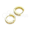 Argolla Huggie 02.210.0636.3.10 Oro Laminado, con Rosado Micro Pave, Pulido, Tono Dorado