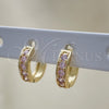Argolla Huggie 02.210.0636.3.10 Oro Laminado, con Rosado Micro Pave, Pulido, Tono Dorado
