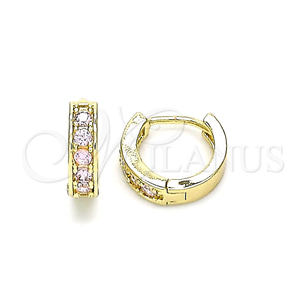 Argolla Huggie 02.210.0636.3.10 Oro Laminado, con Rosado Micro Pave, Pulido, Tono Dorado