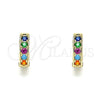 Argolla Huggie 02.210.0636.4.10 Oro Laminado, con Multicolor Micro Pave, Pulido, Tono Dorado
