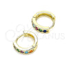 Argolla Huggie 02.210.0636.4.10 Oro Laminado, con Multicolor Micro Pave, Pulido, Tono Dorado