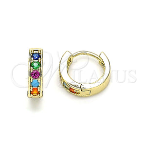 Argolla Huggie 02.210.0636.4.10 Oro Laminado, con Multicolor Micro Pave, Pulido, Tono Dorado