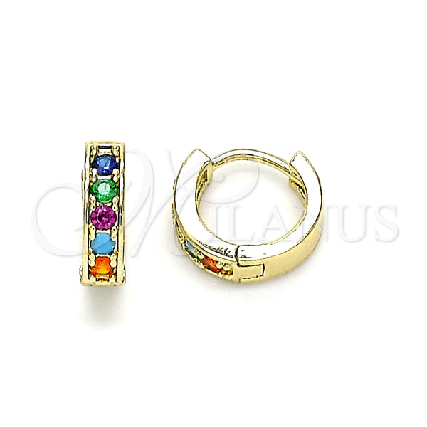 Argolla Huggie 02.210.0636.4.10 Oro Laminado, con Multicolor Micro Pave, Pulido, Tono Dorado