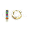 Argolla Huggie 02.210.0636.4.10 Oro Laminado, con Multicolor Micro Pave, Pulido, Tono Dorado