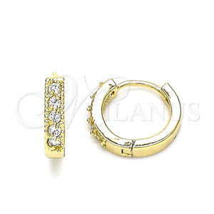 Argolla Huggie 02.210.0637.12 Oro Laminado, con Blanca Zirconia Cubica, Pulido, Tono Dorado