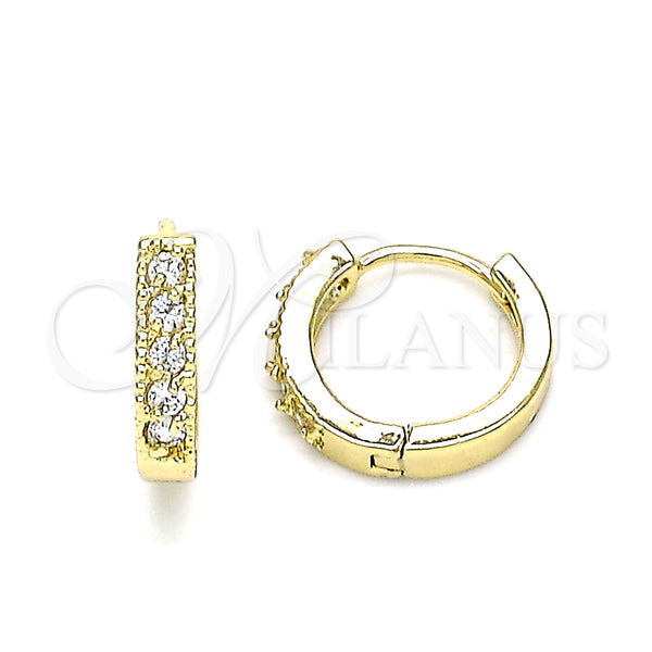 Argolla Huggie 02.210.0637.12 Oro Laminado, con Blanca Zirconia Cubica, Pulido, Tono Dorado
