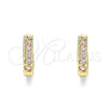 Argolla Huggie 02.210.0637.4.12 Oro Laminado, con Rosado Zirconia Cubica, Pulido, Tono Dorado