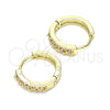 Argolla Huggie 02.210.0637.4.12 Oro Laminado, con Rosado Zirconia Cubica, Pulido, Tono Dorado