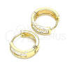 Argolla Huggie 02.210.0638.12 Oro Laminado, con Blanca Zirconia Cubica, Pulido, Tono Dorado
