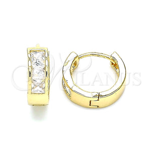 Argolla Huggie 02.210.0638.12 Oro Laminado, con Blanca Zirconia Cubica, Pulido, Tono Dorado
