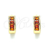 Argolla Huggie 02.210.0638.1.12 Oro Laminado, con Granate Zirconia Cubica, Pulido, Tono Dorado