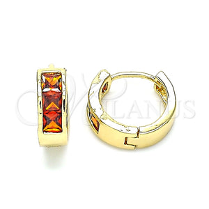 Argolla Huggie 02.210.0638.1.12 Oro Laminado, con Granate Zirconia Cubica, Pulido, Tono Dorado