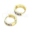Argolla Huggie 02.210.0638.3.12 Oro Laminado, con Amatista Zirconia Cubica, Pulido, Tono Dorado