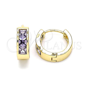 Argolla Huggie 02.210.0638.3.12 Oro Laminado, con Amatista Zirconia Cubica, Pulido, Tono Dorado