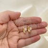 Argolla Huggie 02.210.0638.4.12 Oro Laminado, con Rosado Zirconia Cubica, Pulido, Tono Dorado