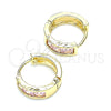 Argolla Huggie 02.210.0638.4.12 Oro Laminado, con Rosado Zirconia Cubica, Pulido, Tono Dorado