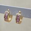 Argolla Huggie 02.210.0638.4.12 Oro Laminado, con Rosado Zirconia Cubica, Pulido, Tono Dorado