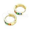Argolla Huggie 02.210.0638.5.12 Oro Laminado, con Multicolor Zirconia Cubica, Pulido, Tono Dorado