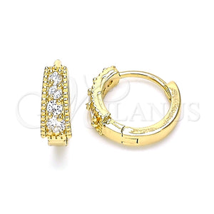 Argolla Huggie 02.210.0639.12 Oro Laminado, con Blanca Zirconia Cubica, Pulido, Tono Dorado