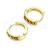 Argolla Huggie 02.210.0639.1.12 Oro Laminado, con Granate Zirconia Cubica, Pulido, Tono Dorado