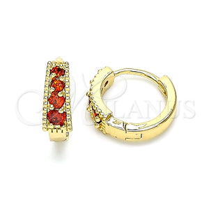 Argolla Huggie 02.210.0639.1.12 Oro Laminado, con Granate Zirconia Cubica, Pulido, Tono Dorado