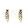 Argolla Huggie 02.210.0639.2.12 Oro Laminado, con Amatista Zirconia Cubica, Pulido, Tono Dorado
