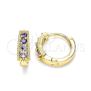 Argolla Huggie 02.210.0639.2.12 Oro Laminado, con Amatista Zirconia Cubica, Pulido, Tono Dorado
