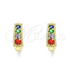 Argolla Huggie 02.210.0639.4.12 Oro Laminado, con Multicolor Zirconia Cubica, Pulido, Tono Dorado