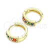 Argolla Huggie 02.210.0639.4.12 Oro Laminado, con Multicolor Zirconia Cubica, Pulido, Tono Dorado