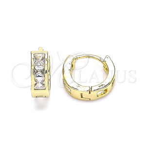 Argolla Huggie 02.210.0640.10 Oro Laminado, con Blanca Zirconia Cubica, Pulido, Tono Dorado
