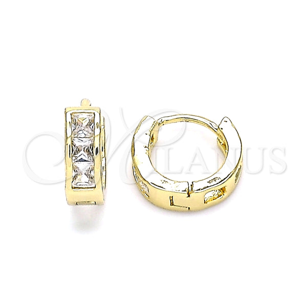 Argolla Huggie 02.210.0640.10 Oro Laminado, con Blanca Zirconia Cubica, Pulido, Tono Dorado