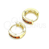 Argolla Huggie 02.210.0640.1.10 Oro Laminado, con Granate Zirconia Cubica, Pulido, Tono Dorado
