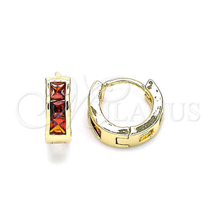 Argolla Huggie 02.210.0640.1.10 Oro Laminado, con Granate Zirconia Cubica, Pulido, Tono Dorado