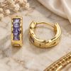Argolla Huggie 02.210.0640.3.10 Oro Laminado, con Zirconia Cubica Amatista, Pulido, Tono Dorado