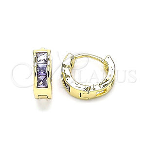 Argolla Huggie 02.210.0640.3.10 Oro Laminado, con Amatista Zirconia Cubica, Pulido, Tono Dorado