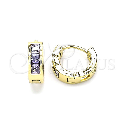 Argolla Huggie 02.210.0640.3.10 Oro Laminado, con Amatista Zirconia Cubica, Pulido, Tono Dorado