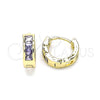 Argolla Huggie 02.210.0640.3.10 Oro Laminado, con Amatista Zirconia Cubica, Pulido, Tono Dorado