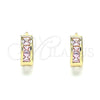 Argolla Huggie 02.210.0640.4.10 Oro Laminado, con Rosado Zirconia Cubica, Pulido, Tono Dorado