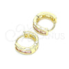 Argolla Huggie 02.210.0640.4.10 Oro Laminado, con Rosado Zirconia Cubica, Pulido, Tono Dorado